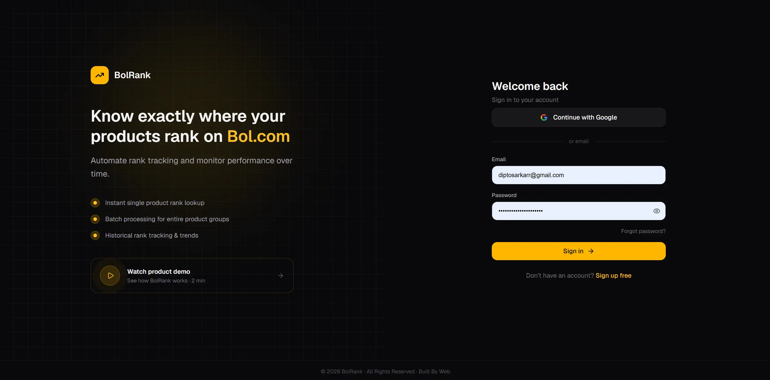 BolRank โ A product rank tracker
